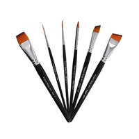 Fusion Body Art Face Painting Brush Set - 6 pack - Flat, Angle, Petal Flora, Round, Liner