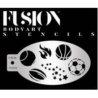 Fusion Body Art Stencil 006 - Sport Stars, Football, Soccer, Basketball, Flame Reusable Stencil