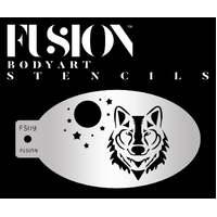 Fusion Body Art Stencil 009 - Mythical Wolf, Moon Reusable Stencil