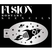 Fusion Body Art Stencil 010 - Blast Off Space Ship, Stars Reusable Stencil