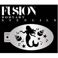 Fusion Body Art Stencil 013 - Underwater Mermaid, Shells Reusable Stencil