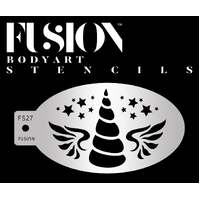 Fusion Body Art Stencil 27 - Magical Unicorn Horn, Wings Reusable Stencil