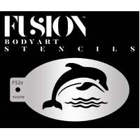 Fusion Body Art Stencil 29 - Splashing Dolphin Reusable Stencil