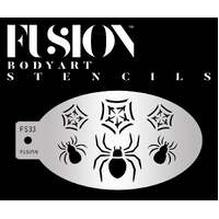 Fusion Body Art Stencil 33 - Crawling Spider with Webb Reusable Stencil