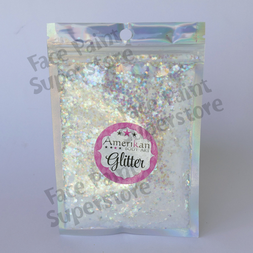 Amerikan Body Art Chunky Glitter - 1oz (approx 28g) - Holographic White 0.040"