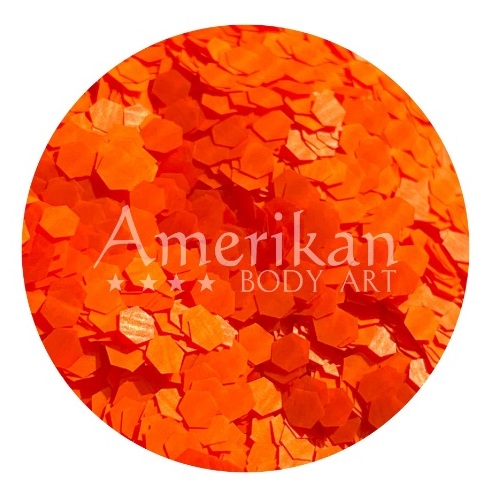 Amerikan Body Art UV Reactive Chunky Glitter 0.094 hex - 1oz - Neon Orange