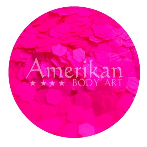 Amerikan Body Art UV Reactive Chunky Glitter 0.125 hex - 1oz - Neon Pink