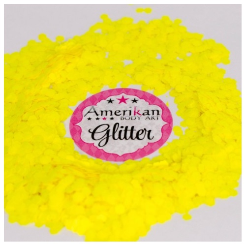 Amerikan Body Art UV Reactive Chunky Glitter 0.094 hex - 1oz - Neon Yellow