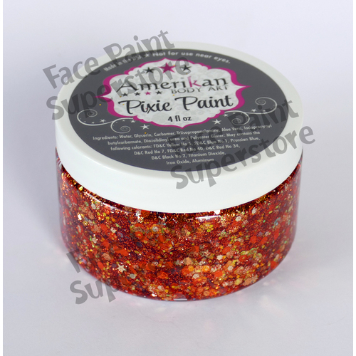 Amerikan Body Art Pixie Paint Glitter Gel - 4oz (approx 118ml) - Halloween Orange Gold