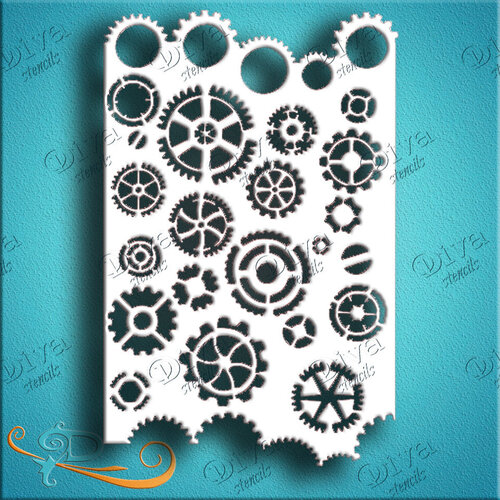 Diva Stencil 1251 - Steampunk Cogs Gears