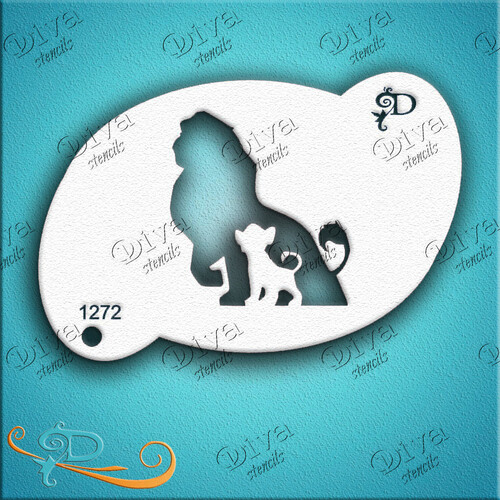 Diva Stencil 1272 - King Lion and Son Silhouette