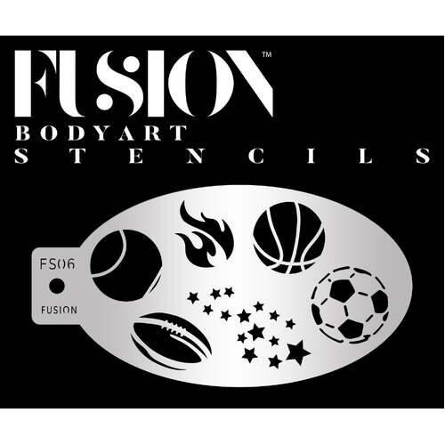 Fusion Body Art Stencil 006 - Sport Stars, Football, Soccer, Basketball, Flame Reusable Stencil