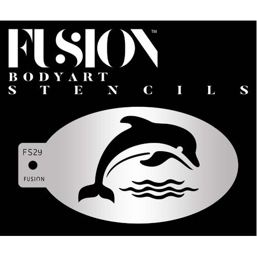 Fusion Body Art Stencil 29 - Splashing Dolphin Reusable Stencil