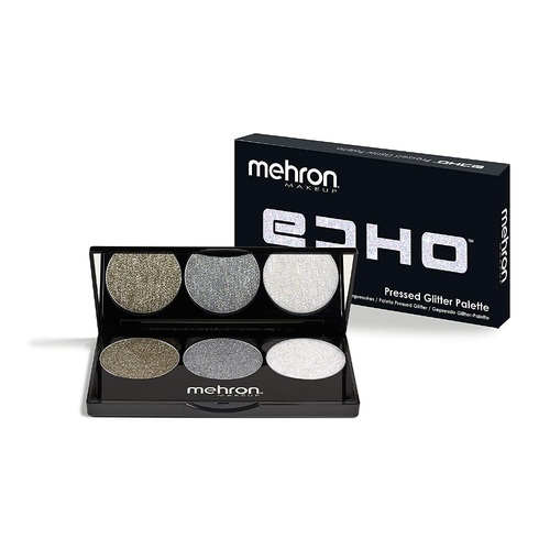 Mehron Echo Pressed Glitter Palette - Gold, Silver, Opalescent Pearl Shimmer