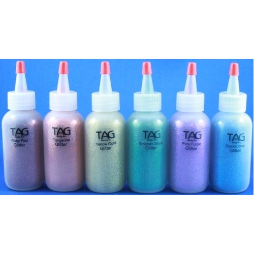 TAG Body Art Cosmetic Glitter Rainbow Pack - 6 x 15ml Puffer Bottles.